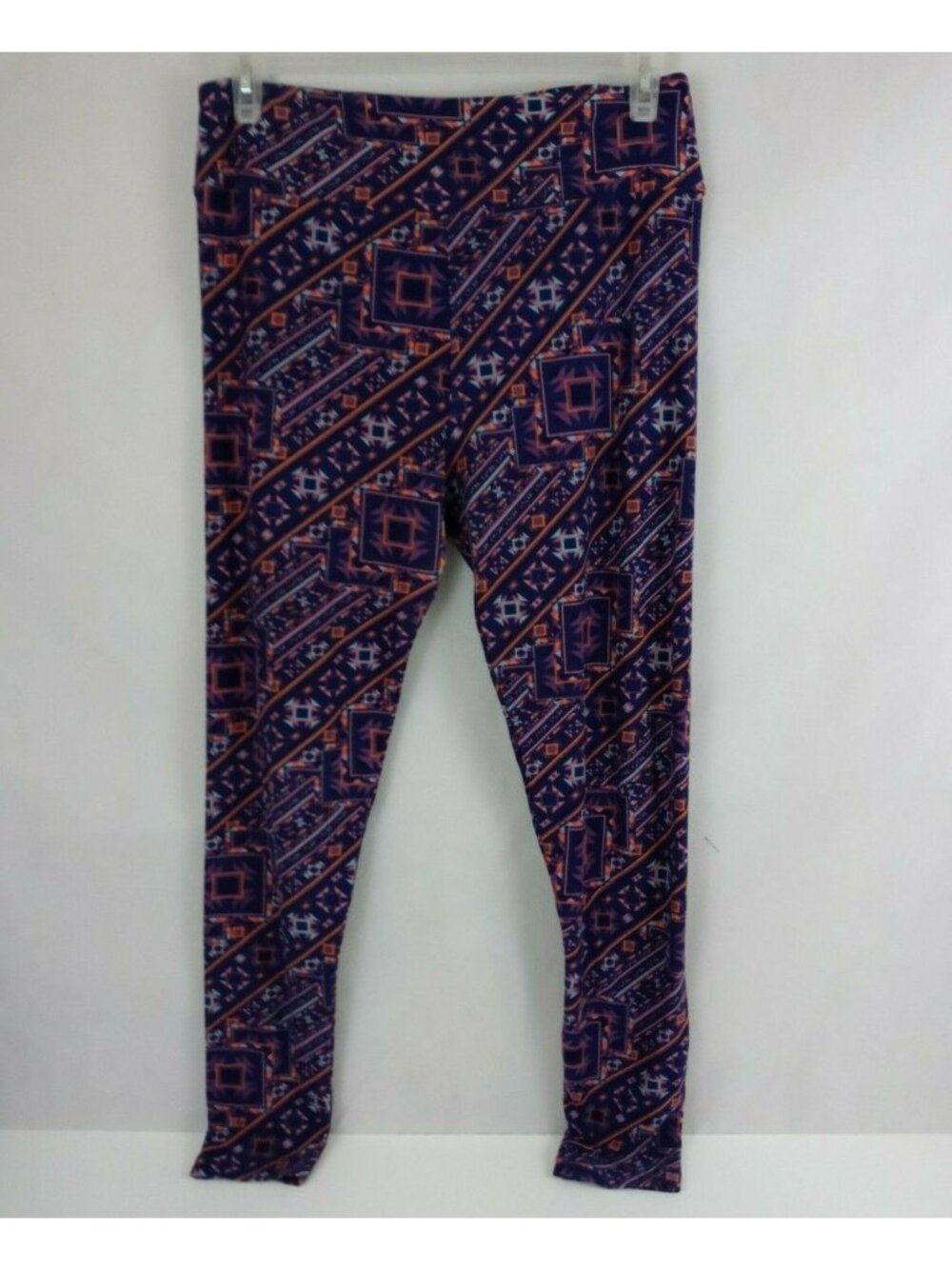 New LuLaRoe Tall & Curvy Leggings Purple With Pink, Blue, & Orange Aztec Design